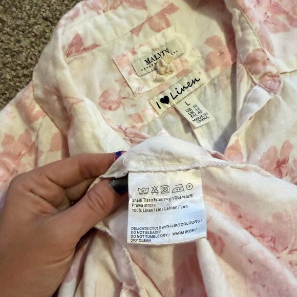 Malvin Linen Raw Clothing Dress Floral Womens Large - Picture 3 of 6